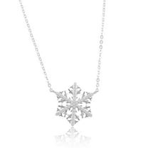 Silvercloseout Women's Sterling Silver Cz Snowflake Necklace