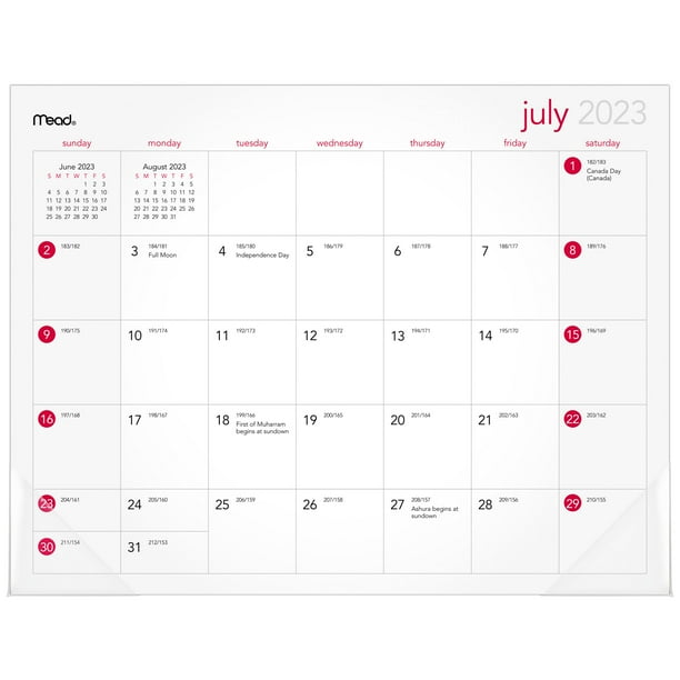 Mead Mini Monthly Academic Desk Pad, 11" x 8 1/2", White, July 2023