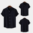 thumbnail image 2 of JLFKNG Mens Shirts Solid Color Striped Short Sleeve Shirts For Men Lapel Buttons Down Shirt Tops Breathable Loose Fit Suitable For Outdoor Sports, 2 of 9
