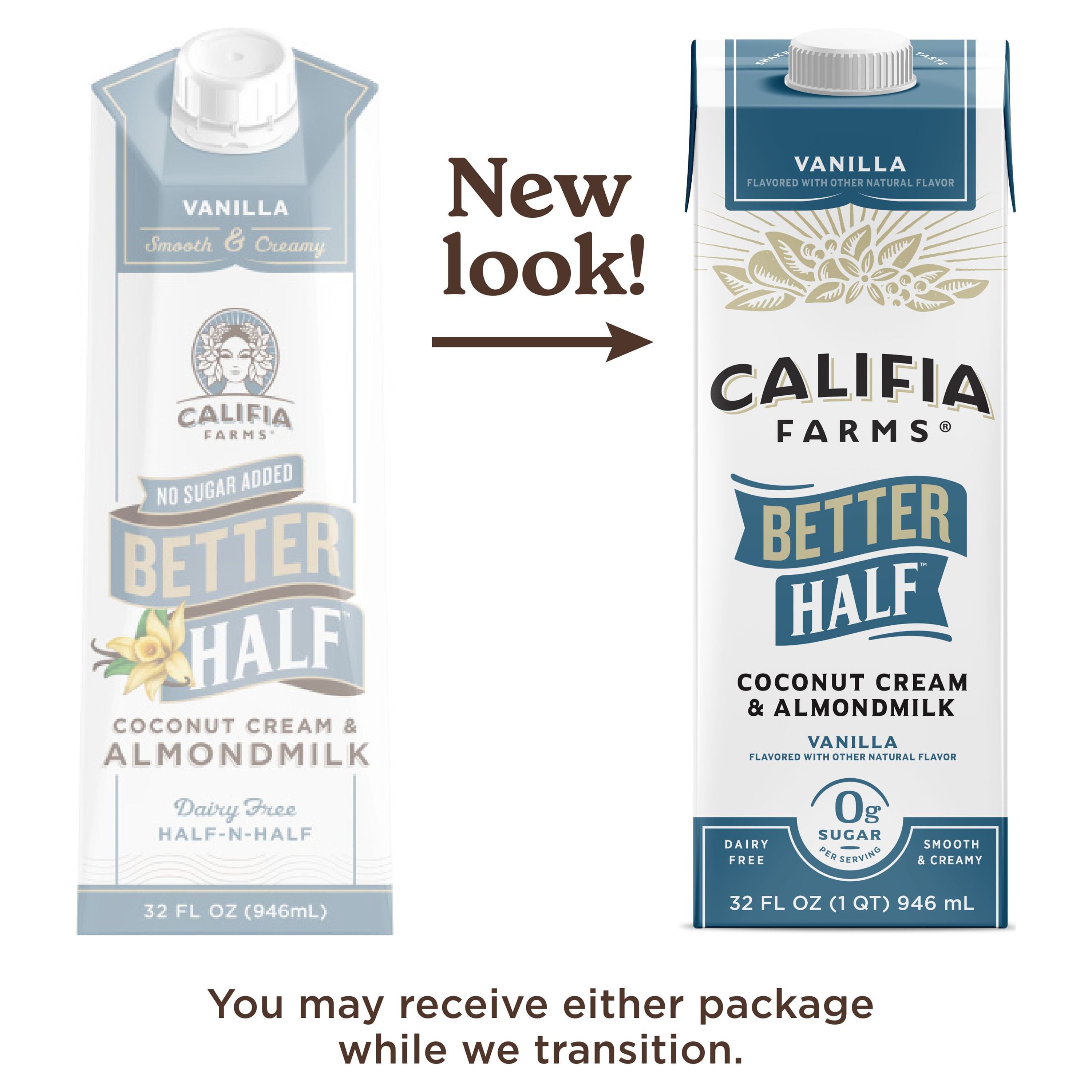 Califia Farms Vanilla Better Half Almond Milk Half and Half 32 Fluid Ounces