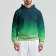 thumbnail image 2 of Penkiiy Mens Gradient Waffle Hooded Sweatshirt Casual Long Sleeve Drawstring Waffle Knit Pullover Hoodies S Green, 2 of 4