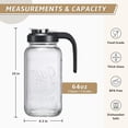 thumbnail image 2 of Set of 3 Glass Pitchers with Lids - 2 Quart Wide Mouth Mason Jar Water Jugs with Filter, Leak-Proof Heavy Duty Containers for Juice, Milk, Tea, Iced Coffee and Drinks, 2 of 7