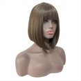 thumbnail image 3 of Pelucas Bob SintéTicas Rectas con Flequillo Peluca MarróN para Mujeres Aspecto Natural SintéTico Resistente Al, 3 of 5