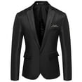 thumbnail image 3 of Autumn and winter men's single-breasted slits casual men's suit men's suit jacket-sea Blue-M, 3 of 5