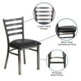 thumbnail image 3 of Flash Furniture HERCULES Series Silver Antique Finish with Clear Coat Ladder Back Metal Restaurant Chair - Black Vinyl Seat, 3 of 12