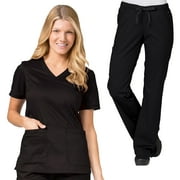 Maevn Blossom Women's Curved V-Neck Scrub Top & Straight Leg Cargo Scrub Pant Set [XS - 5XL, FREE SHIPPING]
