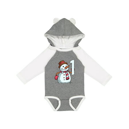 

Inktastic 1st Birthday Snowman Gift Baby Boy or Baby Girl Long Sleeve Bodysuit