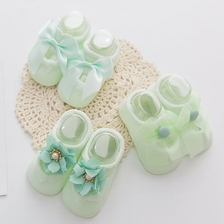 

ãTOTOãBaby Care 3Pair Cartoon Baby Girls Boys Lace Floral Anti-Slip Warm Socks
