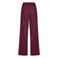 thumbnail image 5 of Fnooota Cotton Linen Pants for Women, Casual Straight Leg Relaxed Fit Drawstring Pants wirh Pockets Wine Size S, 5 of 5