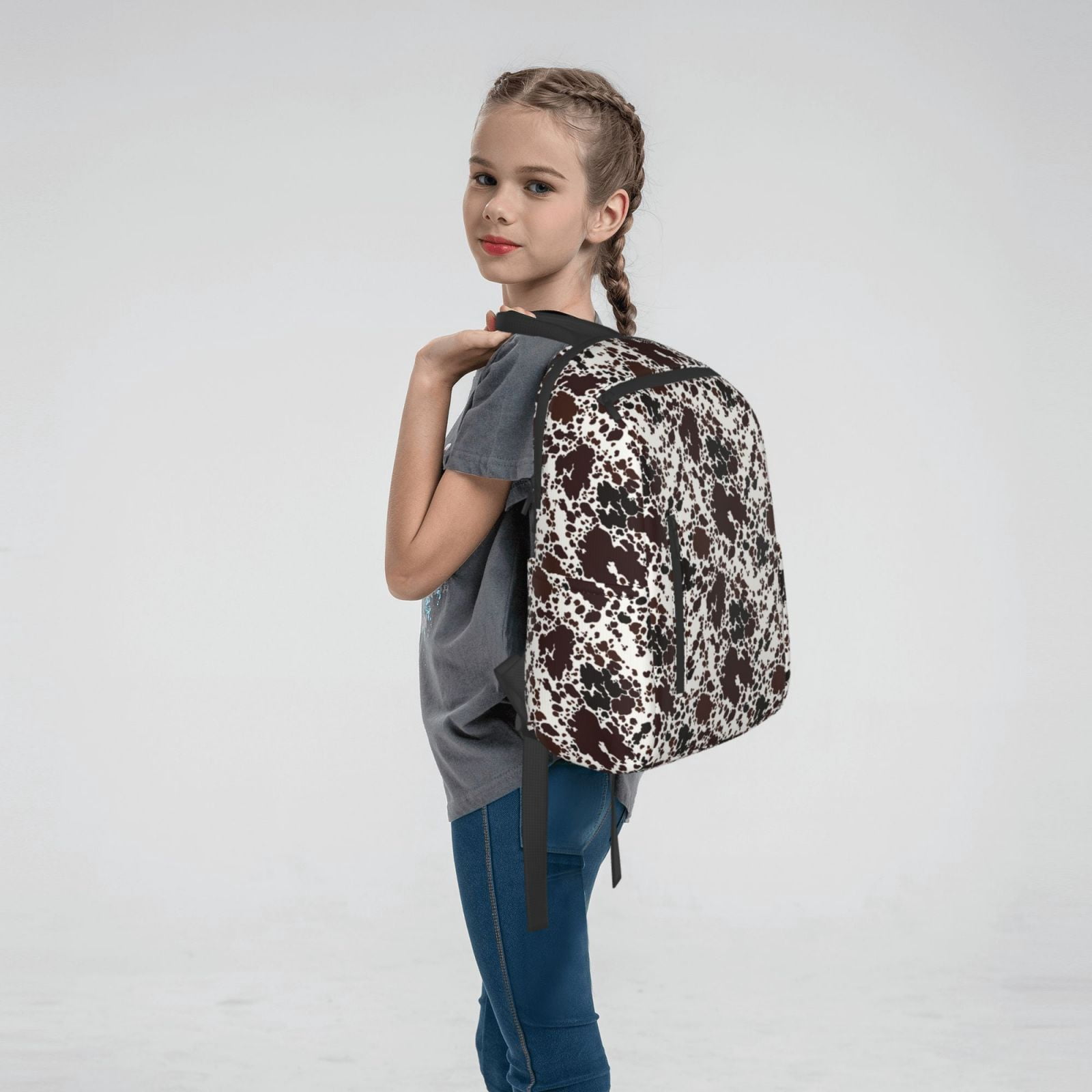 Xecao Cow Skin print Backpack For women men Aesthetic Lightweight Travel Daypack Simple Cute Backpack For Bookbag