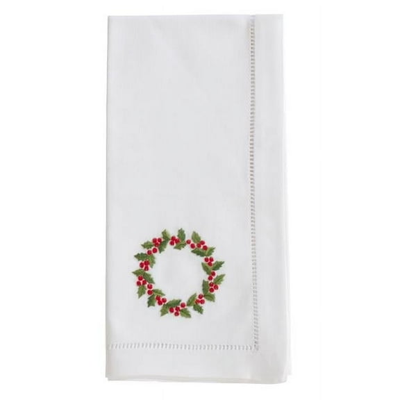 Saro Lifestyle Embroidered Wreath Cotton Napkin (Set of 6)