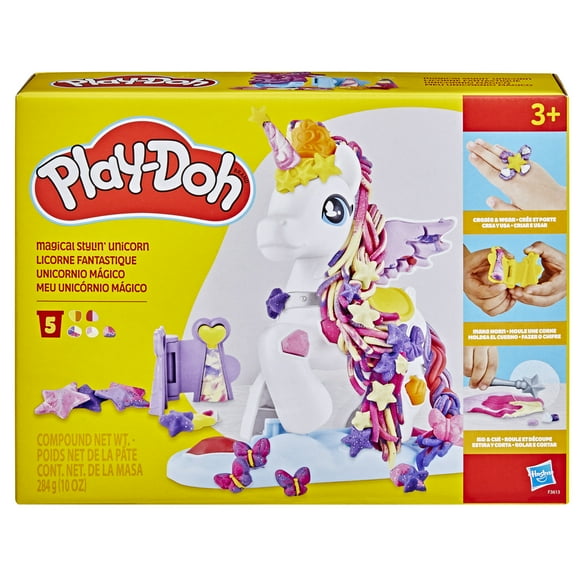 Play-Doh Magical Stylin' Unicorn Playset for Kids 3 Years and Up with 5 Multicolor Cans Including Sparkle Compound, Non-Toxic