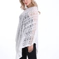 thumbnail image 7 of Summer Clearance Sale! Pitauce Cover Up for Women Solid Color Hollow Out V Neck Crochet Poncho Knitting Cape Asymmetric Hem Shawl Versatile Wrap Tops, 7 of 7