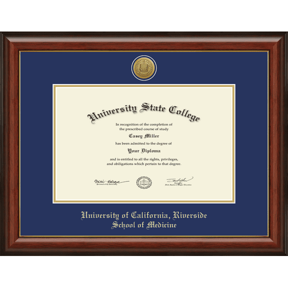 University of California Riverside School of Medicine Diploma Frame, Document Size 17" x 11"