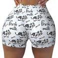 thumbnail image 2 of Uemuo Cow With Fresh Milk Pattern Women Workout Impact Shorts Scrunch Butt Lifting Gym Shorts Seamless Booty Biker Shorts-X-Large, 2 of 8