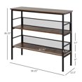 thumbnail image 3 of Console Table 3 Tier Industrial Style, Metal Wood Shelf Unit, Adjustable Feet, Black Storage, 3 of 7