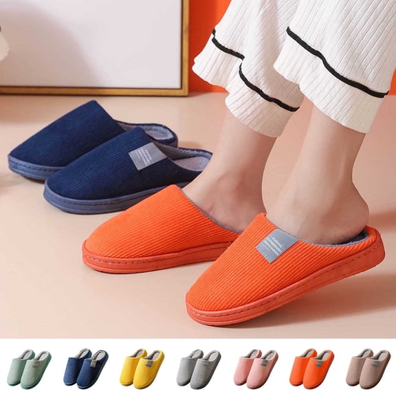 ibiyuan House Slippers for Women Men Non- Rubber Sole Lined Bedroom House Shoes Memory Foam Slippers Fuzzy Casual Arch Support Wide Widths Birthday Gifts for Women