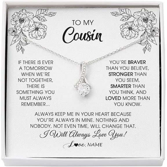 Alluring Beauty Necklace with Message Card and Gift Box, Wedding Gift for Her, To My Badass Cousin Necklace Gift, Floral Cousin Birthday Gift, Christmas Gift for Her