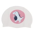 thumbnail image 2 of Gorro de natación impermeable estampado, gorro de natación de pelo largo a rayas antideslizantes para adultos, monstruo blanco, 2 of 10