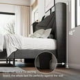 thumbnail image 6 of ipormis King Size Bed Frame with Charging Station ,Upholstered Platform Bed Frame with Storage Wingback Headboard, Metal Support No Noise No Box Spring Needed, Dark Gray, 6 of 8