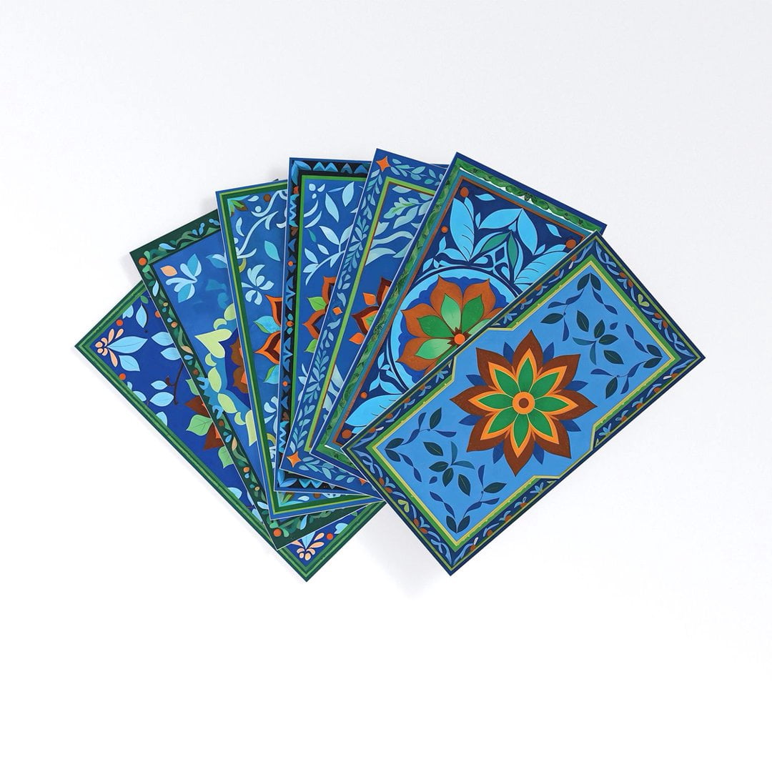 16Pcs Foaming Board Vinyl Tiles Stickers Wall Decals 8" x 4" Waterproof Peel and Stick Backsplash Blue Green Orange Flowers Pattern Mural