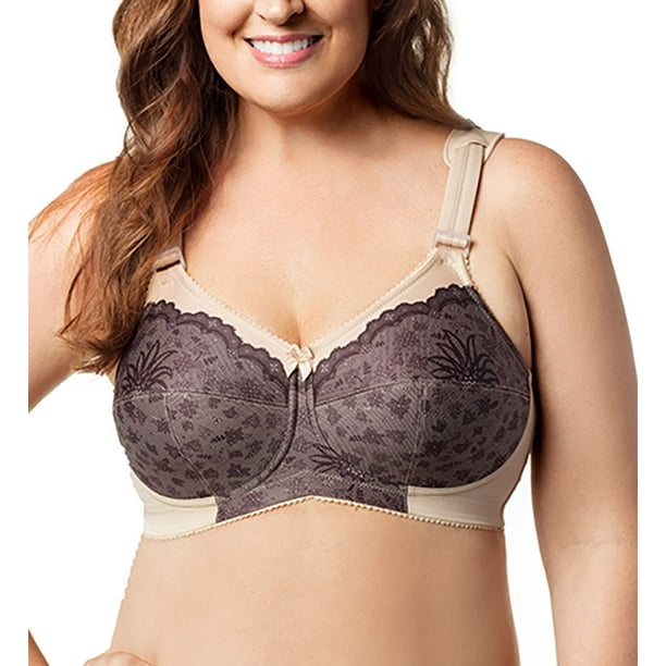 Women's Elila 1505 Full Coverage Soft Cup Bra (Black Lace/Nude 36N) 