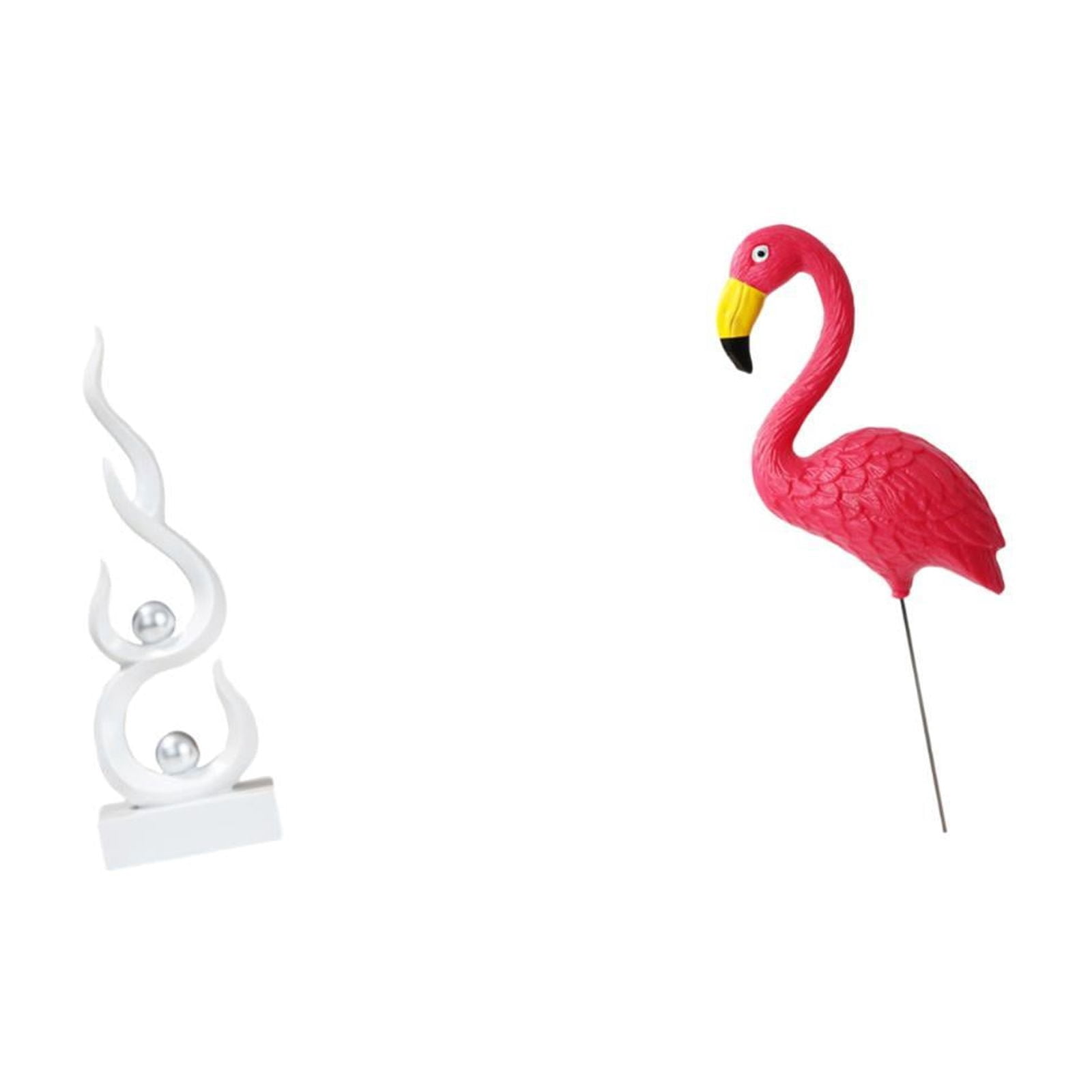 Dualoai Abstract Fire Bird Resin Flame Figurine Modern Sculpture Ornament for Patio Office Bookshelf Yard Art Fairy Garden Flamingo Stake Holiday Spring Gift
