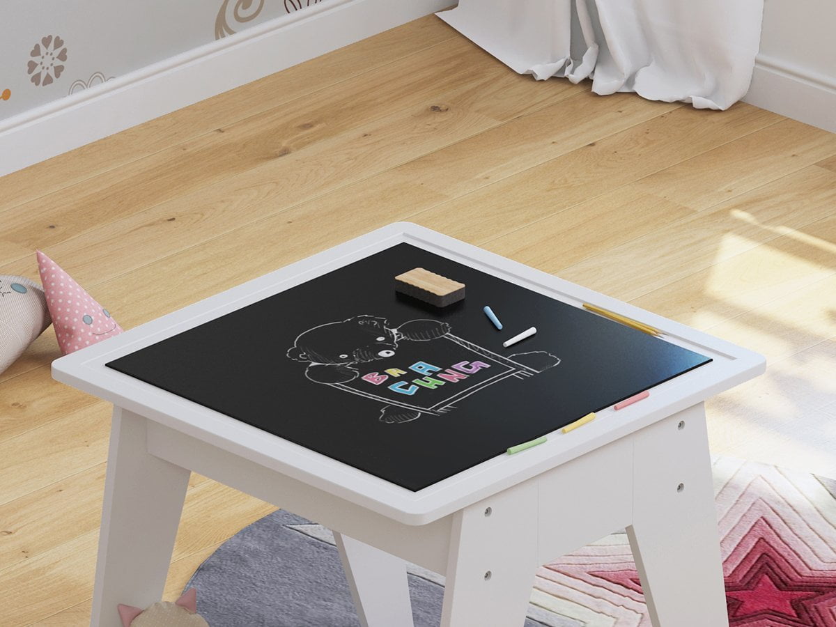 UTEX Kids Chalkboard 3-Piece Activity Table and Chair Set, White