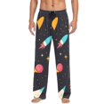thumbnail image 2 of Cartoon Rocket with Space Mens Cotton Pajama Pant Sleep and Lounge Bottons with Pockets, 2 of 7