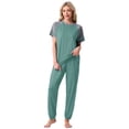 thumbnail image 2 of MINTREUS Lounge Sets for Women Two Piece Pajama Set Short Sleeve Pjs Joggers Long Pants Tracksuit with Pockets, 2 of 7