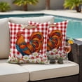 thumbnail image 5 of Farm Home Pillow Covers 2 Pack Red Plaid Rooster Daisy Spring Summer Pillowcase Waterproof Outdoor Throw Pillow Cover for Patio Garden Square Cushion 16”x16”, 5 of 9