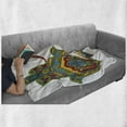 thumbnail image 6 of Hamsa Soft Flannel Fleece Throw Blanket, Hand Painted Oriental Style Monkey Moroccan Star Hamsa Hand and Peacock Birds, Cozy Plush for Indoor and Outdoor Use, 70" x 90", Multicolor, by Ambesonne, 6 of 6