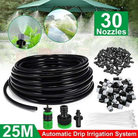 66ft 82ft Hose +Micro Water Flow Drip Irrigation Home Garden System Kit Patio Sprinkler Outdoor DIY Plant Self Watering Misting Cooling Tool Plastic 30 Mist Nozzles Sprinkle