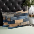 thumbnail image 4 of Navy Blue Brown Wood Throw Pillow Covers, Farmhouse Vintage Wooden Soft Breathable Pillow Cases with Invisible Zipper for Sleeping, Toddler Pillowcases for Couch Bed Sofa Chair 12x20 Inches, 4 of 6