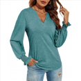 thumbnail image 3 of Tops Casuales de Larga con Cuello en V para Mujer, Camisetas Holgadas de y Otoño Judías M, 3 of 8