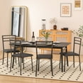 thumbnail image 3 of VECELO Set of 4 Dining Chairs, Modern Dining Side Chairs for Home Kitchen, Metal Slat Back Seat Cushion Chair, Black, 3 of 7