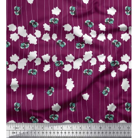 Soimoi Georgette Viscose Fabric Stripe & Floral Artistic Decor Fabric Printed Yard 42 Inch Wide