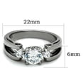 thumbnail image 2 of Women's High Polished Stainless Steel Engagement Ring with AAA Cubic Zirconia - Size 7, 2 of 5