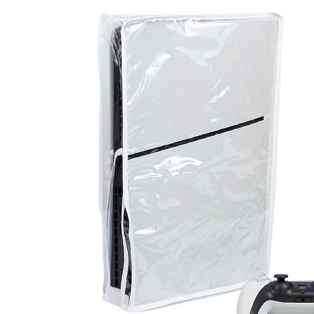 Housse Antipoussière pour Console PS5 Slim - Manchon Protecteur en PVC Transparent avec Conception Lavable Anti-Rayures - Compatible avec les Versions Disque et Numérique