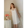 thumbnail image 4 of Defitshape Women's Cotton Nightgown Cute V Neck Sleep Dress Soft Long Chemise Summer Sleepwear Knee Length Vintage Sleeveless Comfy Victorian Lace Pjs White Small, 4 of 5