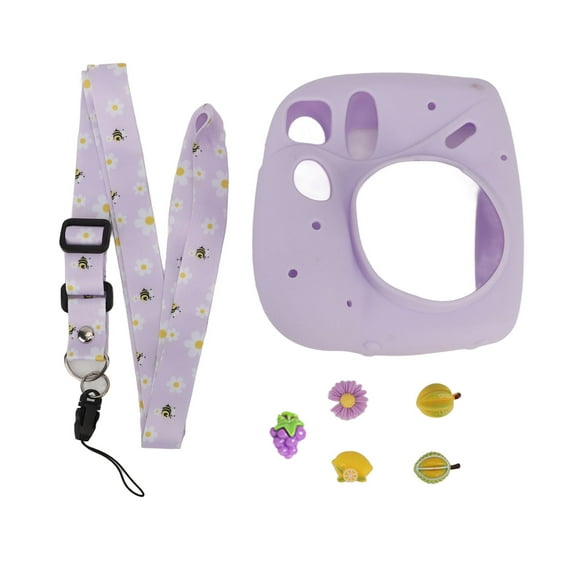 Falleo Clearance Instant Camera Lightweight Cover With Shoulder Strap Soft Silicone Protective Case For Instax Mini 7 Plus Purple Fruit