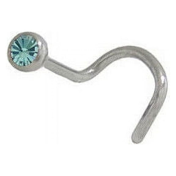 Nose Stud 316L Surgical Steel Light Blue CZ Gem 18G 6mm Screw