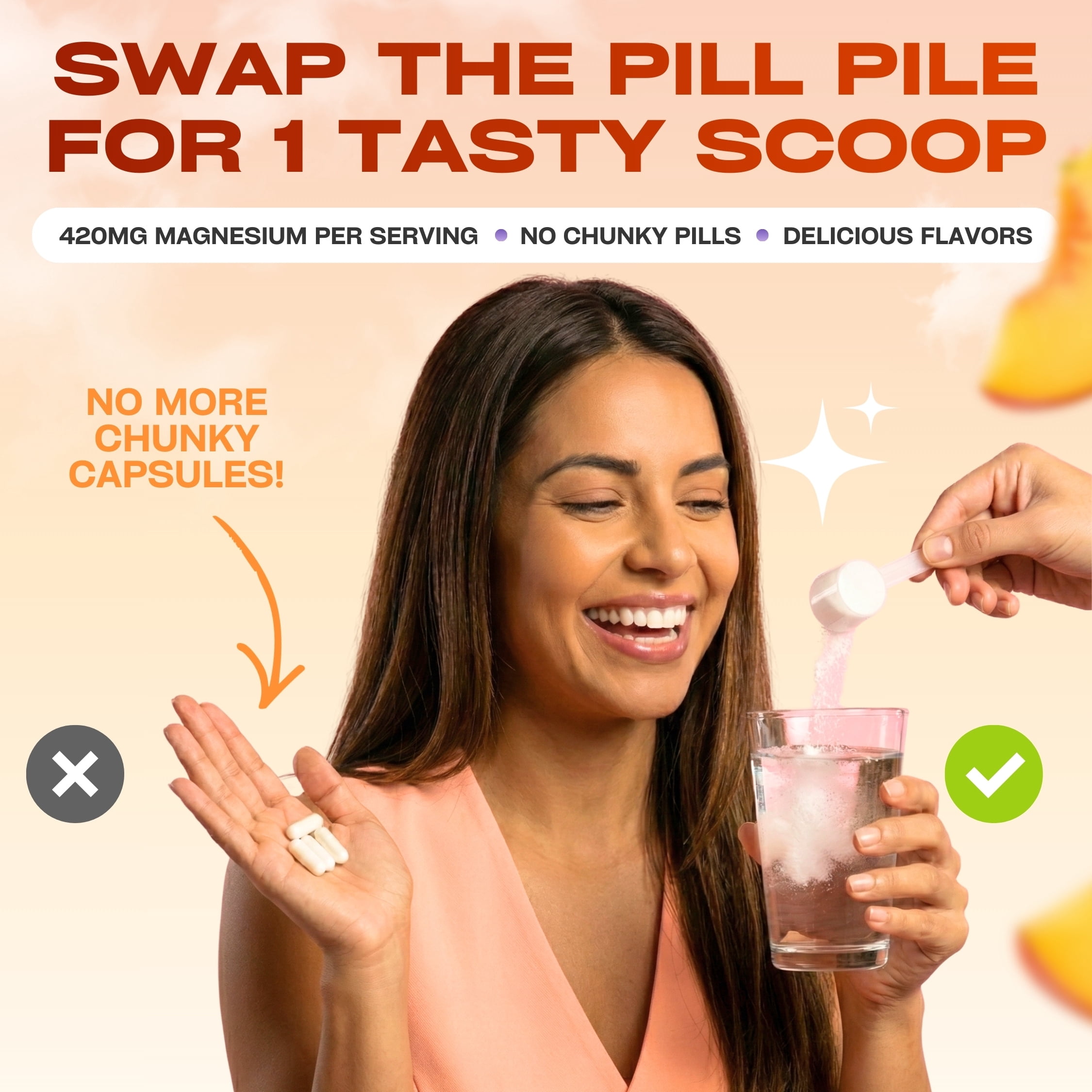 GoBiotix Magnesium Complex Powder with Magnesium Glycinate & Citrate, Peach Tea Flavor, 60 Servings