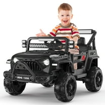 KALNUR 12V Ride on Toy Truck with Parent Remote Control, Kids Electric Car with Music and LED Lights,Black