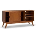 thumbnail image 4 of WyndenHall  Tierney SOLID HARDWOOD 60 inch Wide Mid Century Modern TV Media Stand For TVs up to 65 inches - 60"w x 18"d x 30" h Teak Brown, 4 of 5