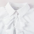 thumbnail image 2 of JGGSPWM Womens Solid Ruffle Button Down Vintage Dressy Shirts Court Style Blouse Cozy Tops Winter Pullover Long Sleeve Lapel Stand Collar Outwear White S, 2 of 7
