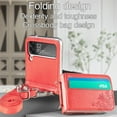 thumbnail image 5 of Dteck Wallet Case for Samsung Galaxy Z Flip4 2022, Embossed Flower PU Leather Hard PC Bumper Case Card Slots Holder Slim Cover with Crossbody Shoulder Strap for Galaxy Z Flip4 6.7 inch, Red, 5 of 9