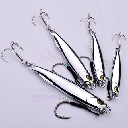 5 count Sea Fishing Lure Jigging Spoons Metal Sea Fishing Spinner Lure Tackle Set Jigging Lures Metal Jigs Jigs Spoon Jig Lures for Bass Tuna Pike Salmon Trout