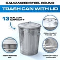 thumbnail image 6 of 13-Gallon Galvanized Steel Round Trash Can with Lid, 6 of 10