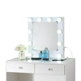 thumbnail image 3 of Hudi Makeup Vanity and Stool Set- 10 Lights- USB Power Outlet- White, 3 of 6